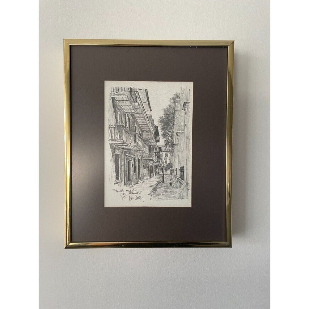 VTG Don Davey Framed Print New Orleans Private Alley 1976